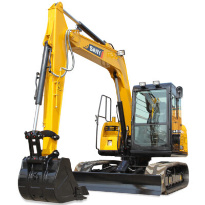 Sany SY75C Kompaktgravemaskin 7,5 Tonn. Takket være den robuste konstruksjonen og maskinens høye stabilitet oppnår maskinen førsteklasses ytelse.