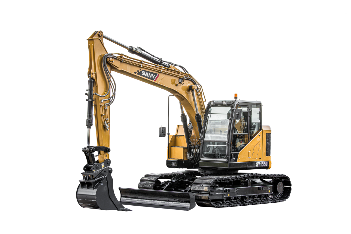 SANY SY155U 15,5 Tonn Kompaktgraver. Den nyeste hydrauliske teknologien. Effektiv og kraftig. Høy sjåførkomfort.